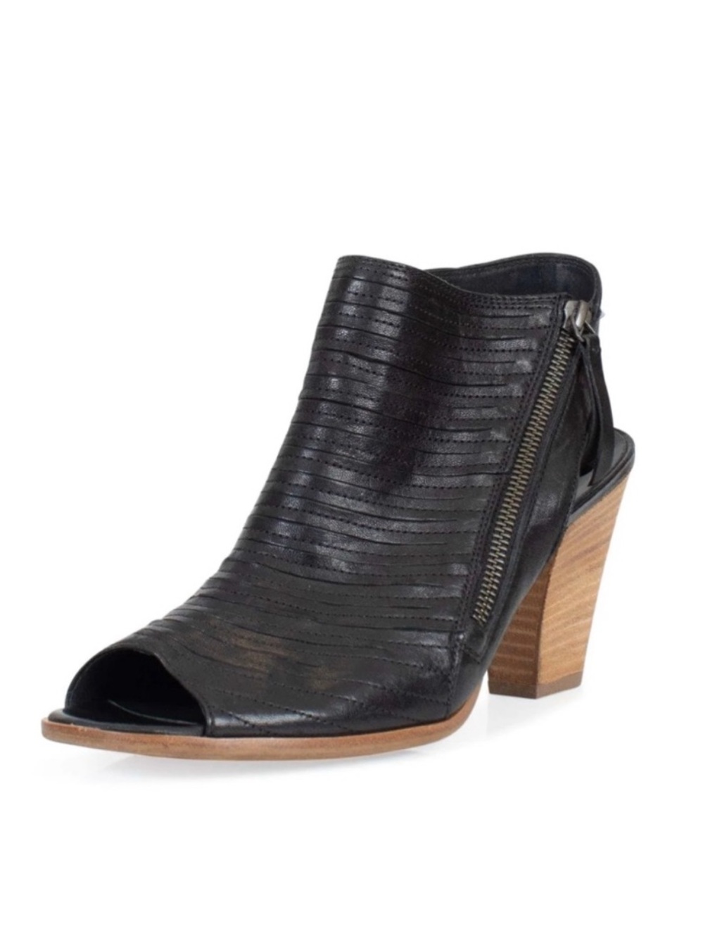 Paul Green Cayanne Black Leather Peep Toe Sandal Women’s Size 6